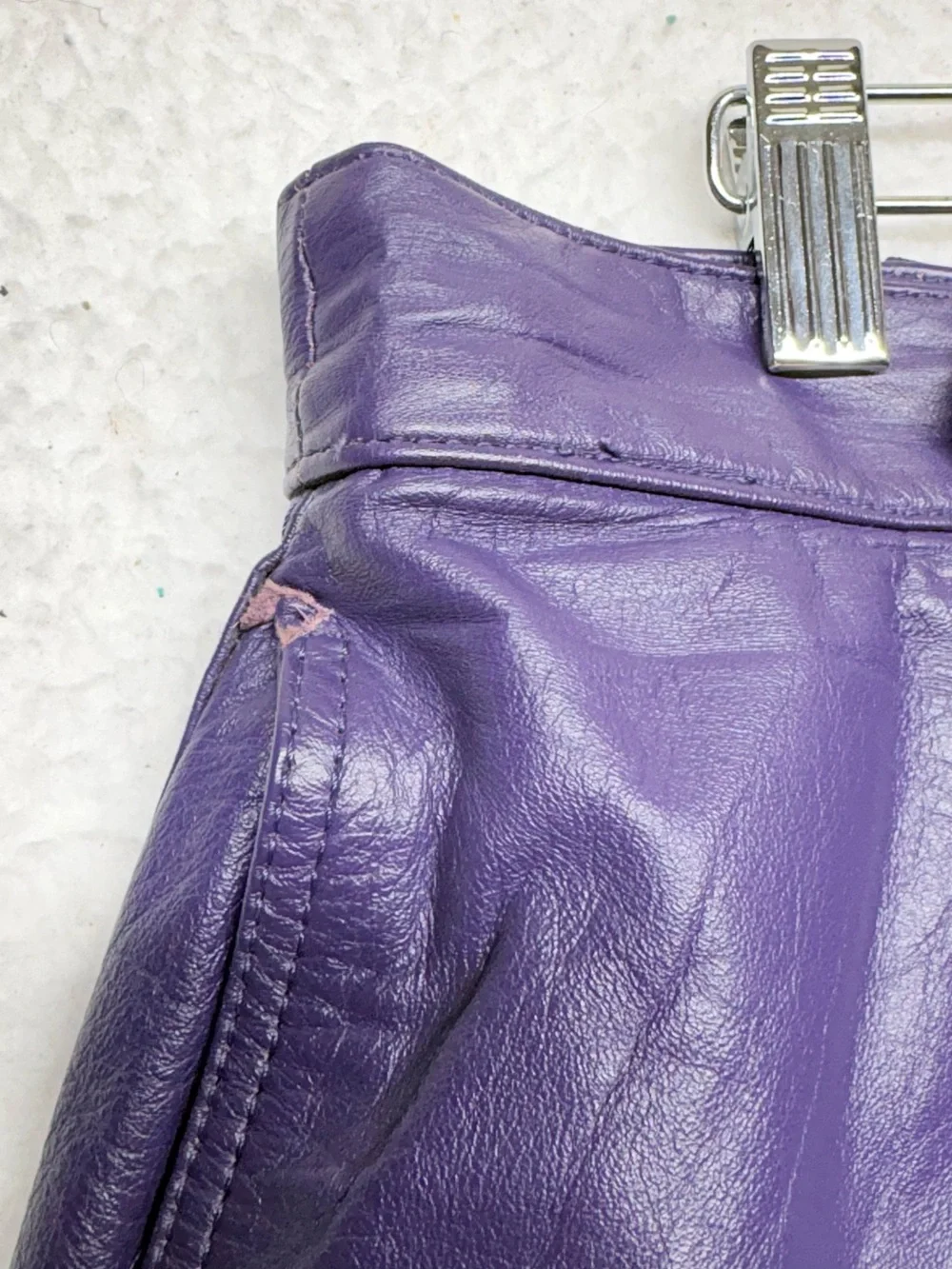 Vintage Dorado Fashion Purple Genuine Leather Midi Skirt 16W
